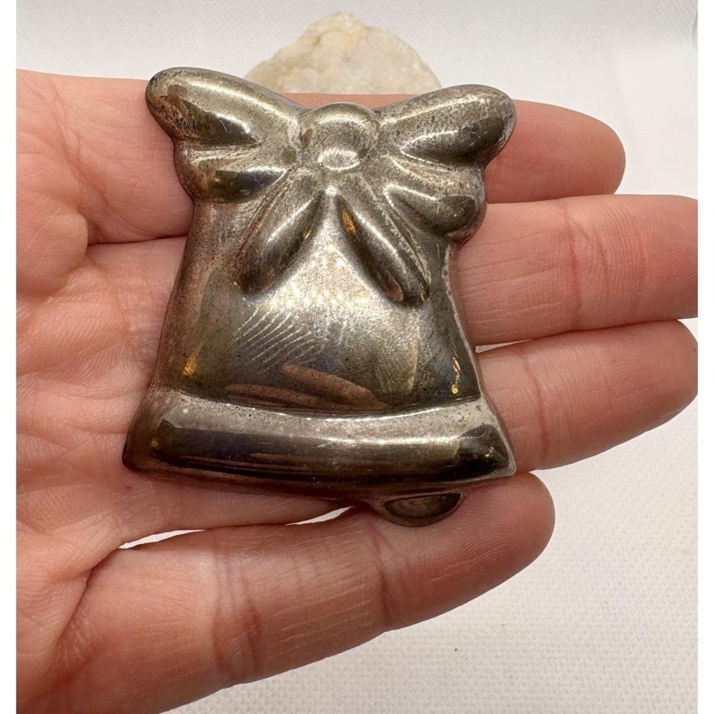 Vintage Taxco Mexico Puffy Bell Sterling‎ Silver Brooch Pin Pendant 18.9g Retro